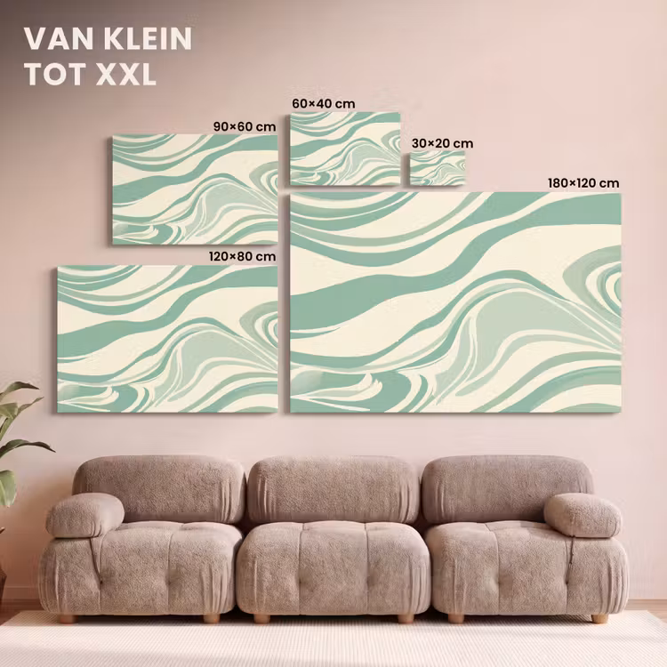Canvas schilderij - Organische lijnen - Mintgroen - Marmer — 8
