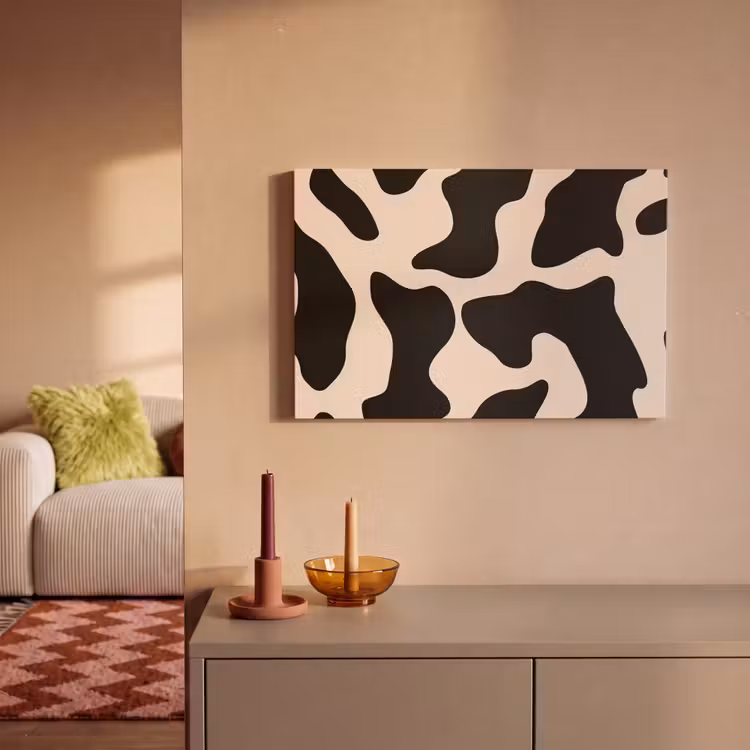 Canvas schilderij - Vlekkenpatroon - Koe - Beige — 2