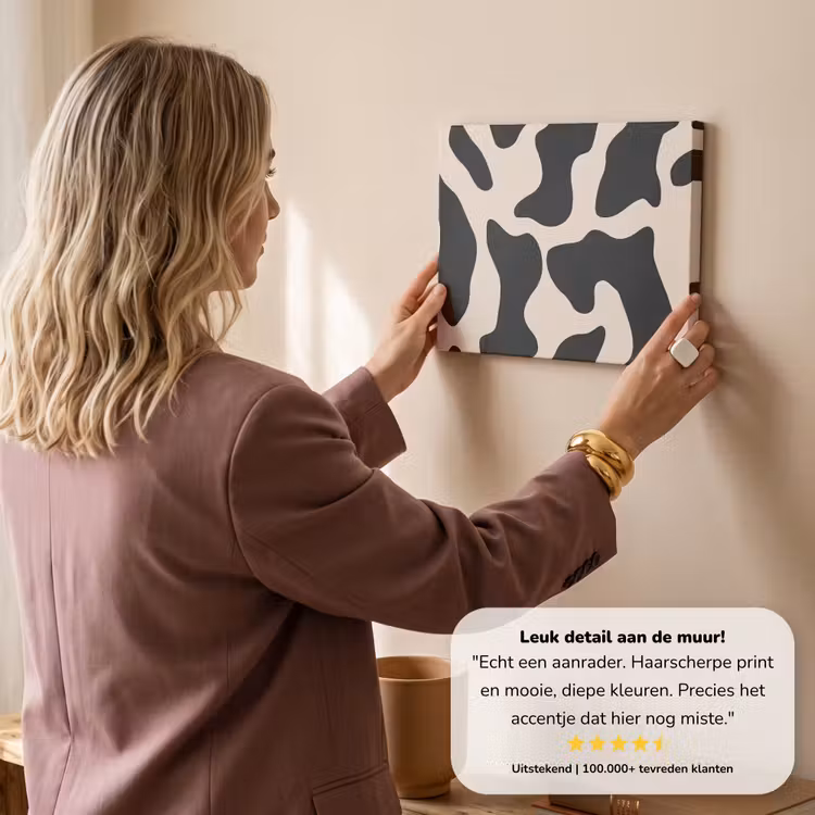 Canvas schilderij - Vlekkenpatroon - Koe - Beige — 3