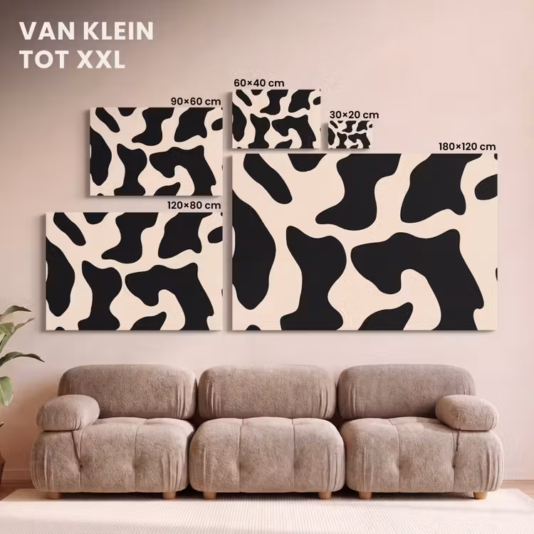 Canvas schilderij - Vlekkenpatroon - Koe - Beige — 8