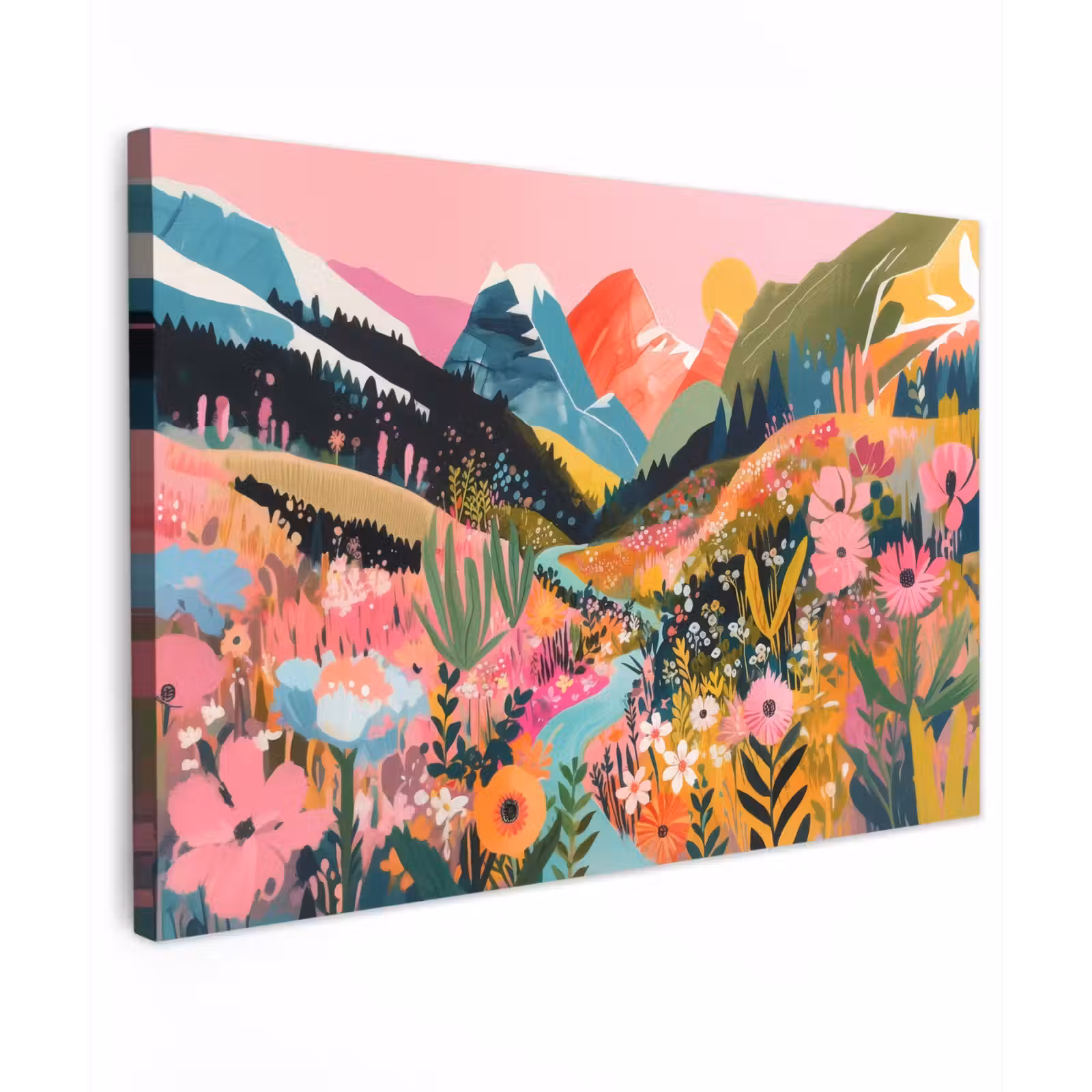 Canvas schilderij - Rivier - Diepte - Bloemen — 1