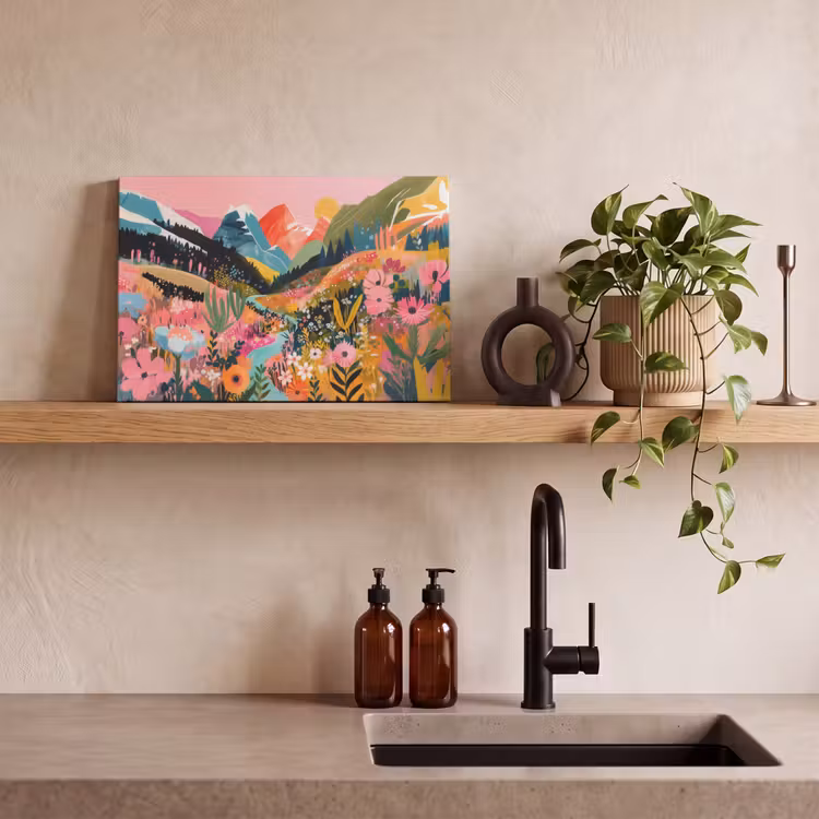 Canvas schilderij - Rivier - Diepte - Bloemen — 4