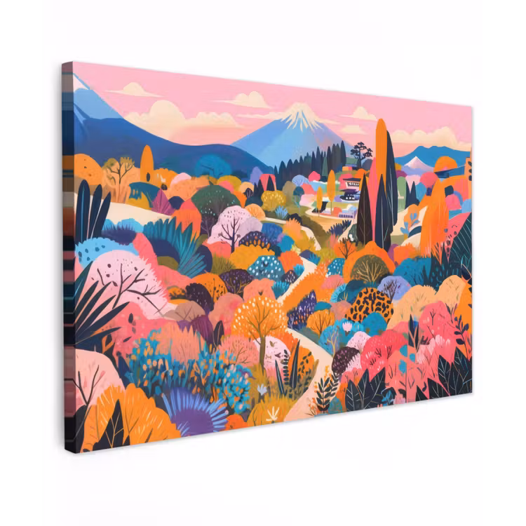 Canvas schilderij - Witte bergtop - Modern - Kleurrijk — 1