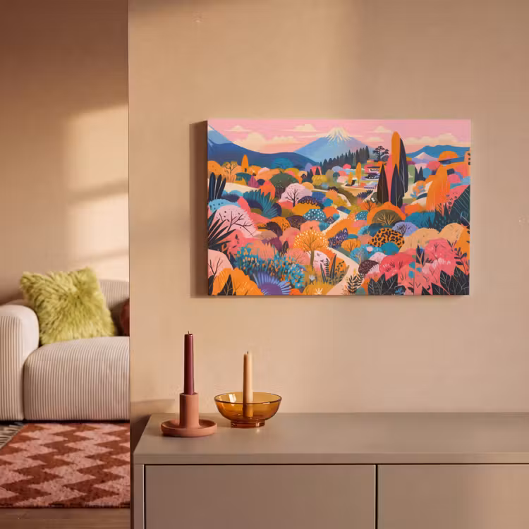 Canvas schilderij - Witte bergtop - Modern - Kleurrijk — 2