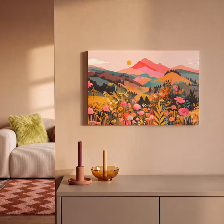 Canvas schilderij - Zonsondergang - Bergvallei - Contrast — 2