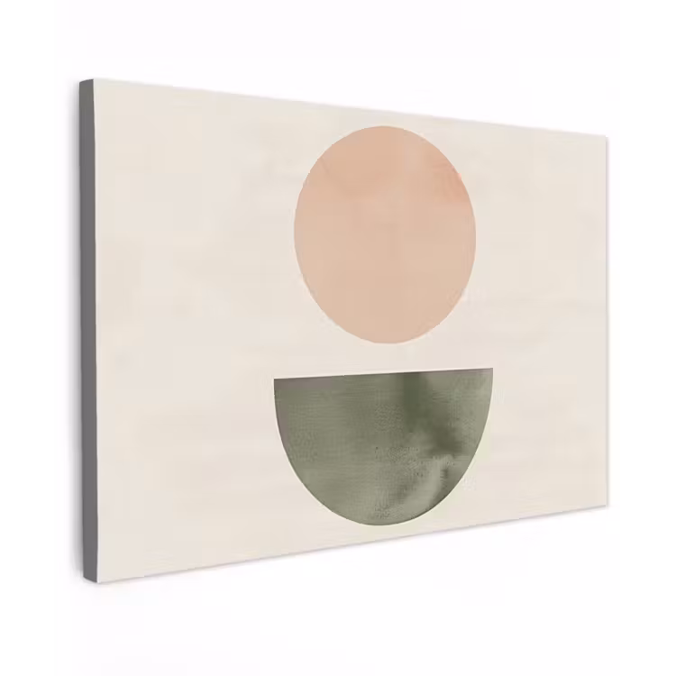 Canvas schilderij - Modern - Roze - Groen - Natuur - Geometrisch - Vormen — 1