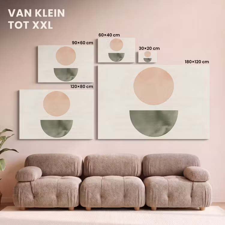 Canvas schilderij - Modern - Roze - Groen - Natuur - Geometrisch - Vormen — 7