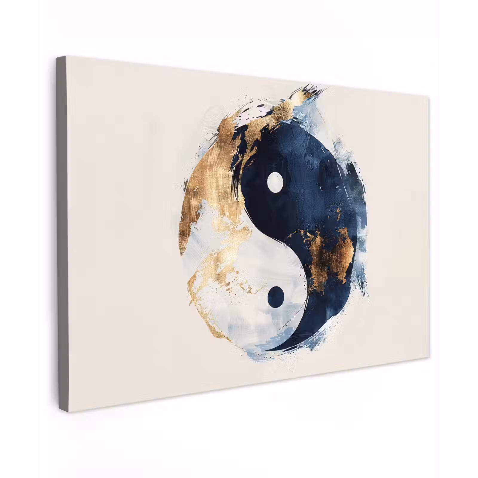 Canvas schilderij - Yin Yang - Abstract - Zwart - Wit - Goud — 1