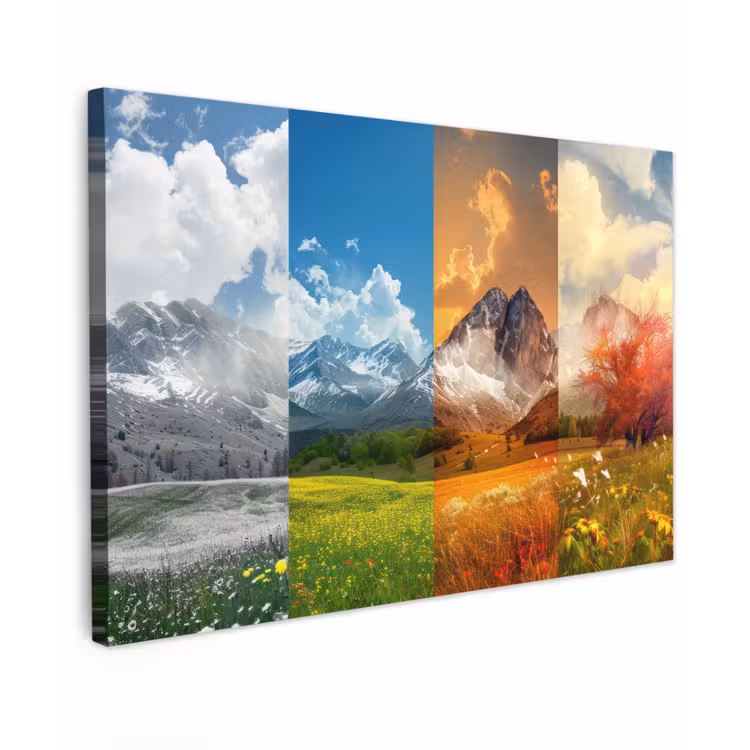Canvas schilderij - Landschap - 4 seizoenen - Natuur - Winter - Lente - Zomer - Herfst — 1