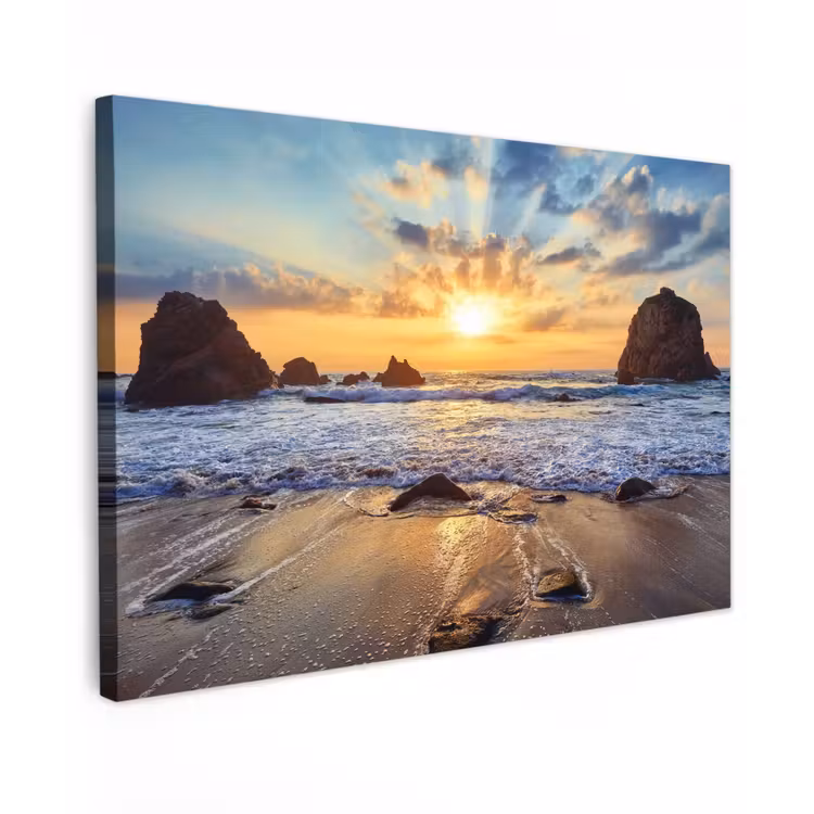 Canvas schilderij - Strand - Zonsondergang - Natuur - Zee - Landschap — 1