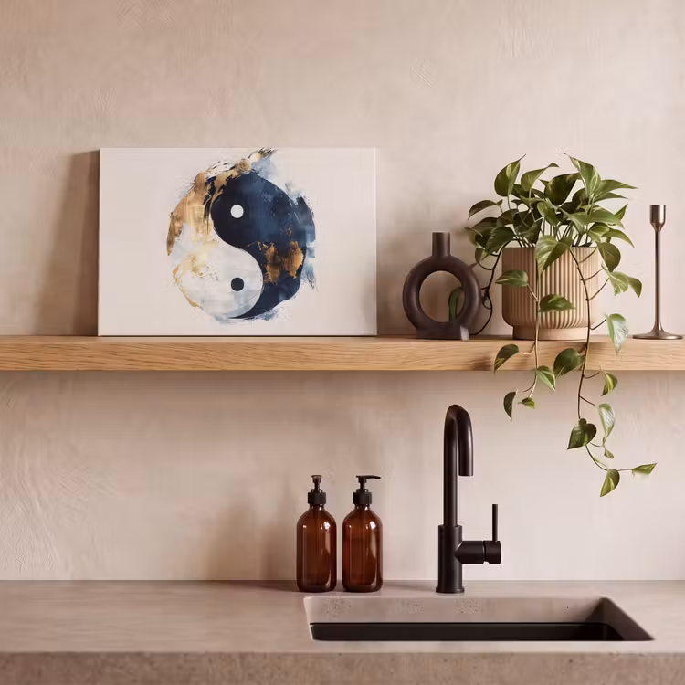 Canvas schilderij - Yin Yang - Abstract - Zwart - Wit - Goud — 4