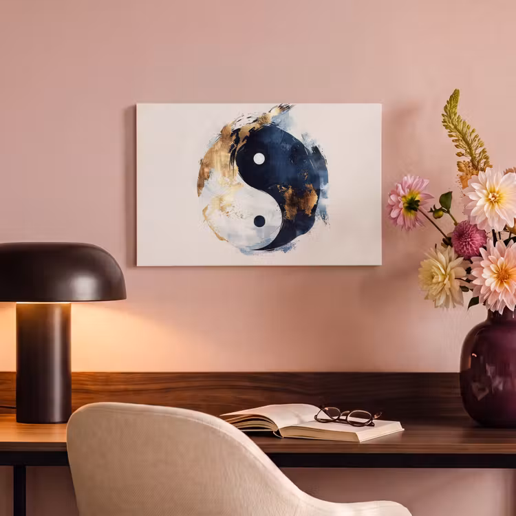 Canvas schilderij - Yin Yang - Abstract - Zwart - Wit - Goud — 6