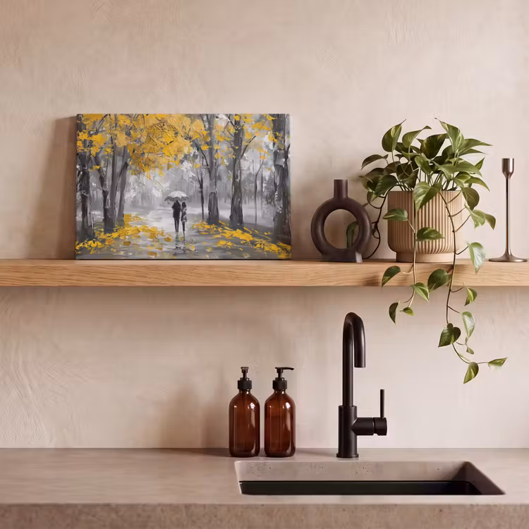 Canvas schilderij - Natuur - Geel - Park - Zwart - Wit — 4
