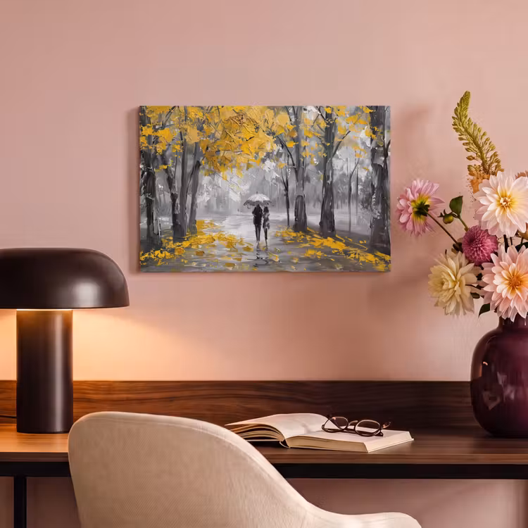 Canvas schilderij - Natuur - Geel - Park - Zwart - Wit — 6