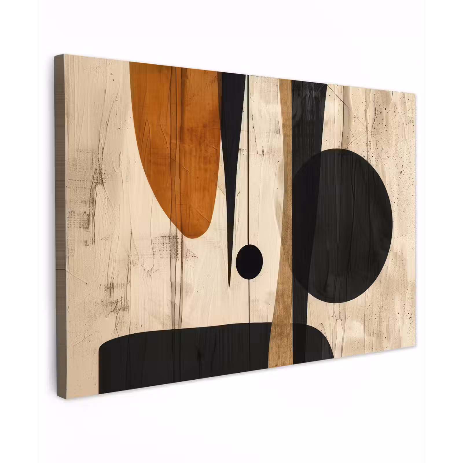 Canvas schilderij - Kunst - Beige - Zwart - Modern — 1