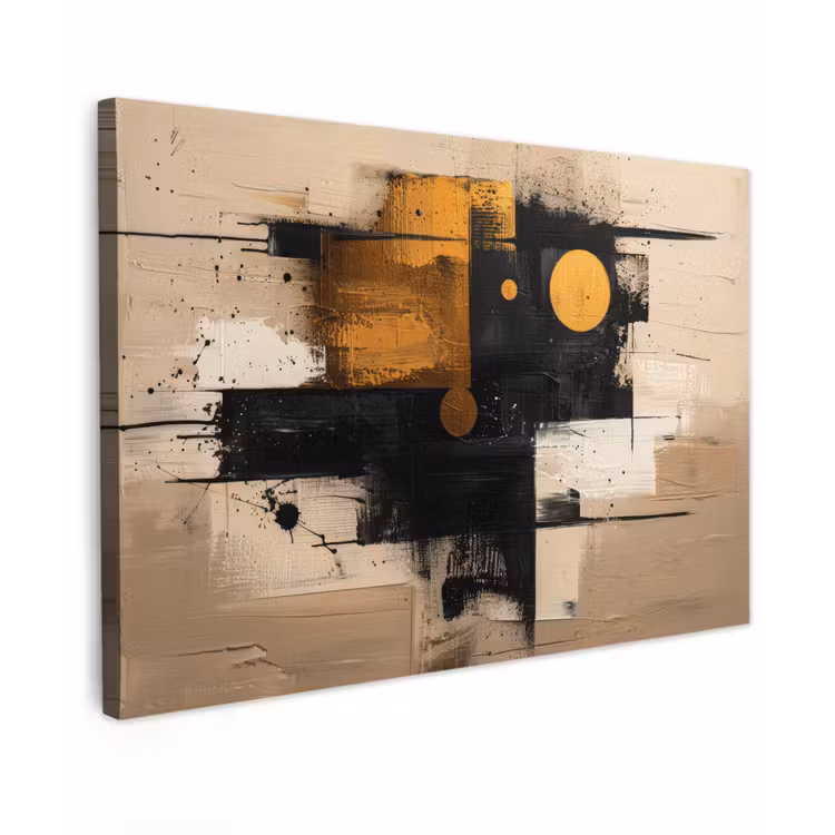 Canvas schilderij - Kunst - Beige - Modern - Goud — 1