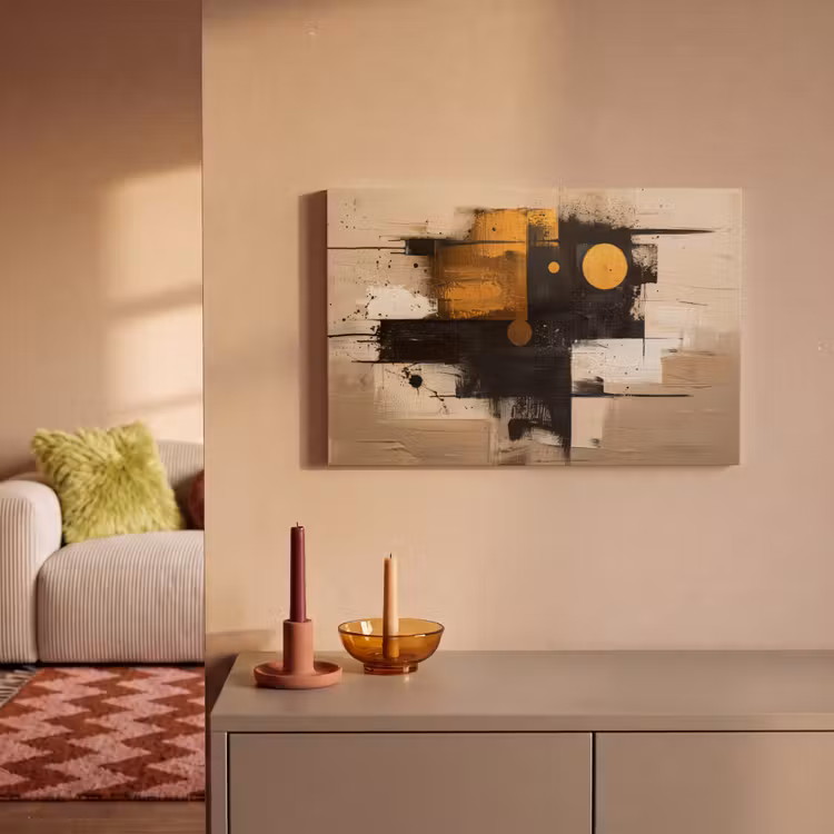Canvas schilderij - Kunst - Beige - Modern - Goud — 2