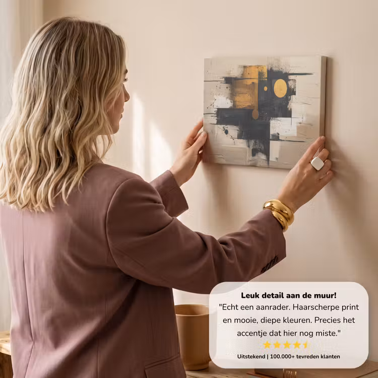 Canvas schilderij - Kunst - Beige - Modern - Goud — 3