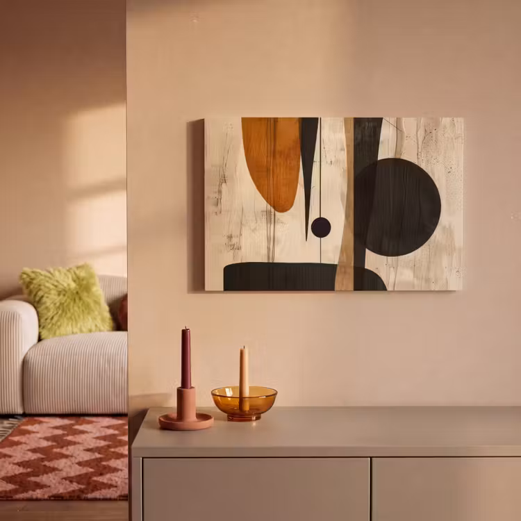 Canvas schilderij - Kunst - Beige - Zwart - Modern — 2