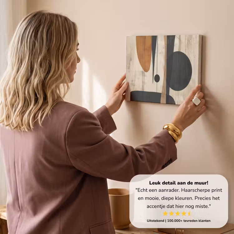 Canvas schilderij - Kunst - Beige - Zwart - Modern — 3