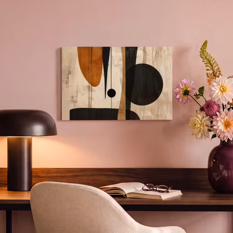 Canvas schilderij - Kunst - Beige - Zwart - Modern — 6