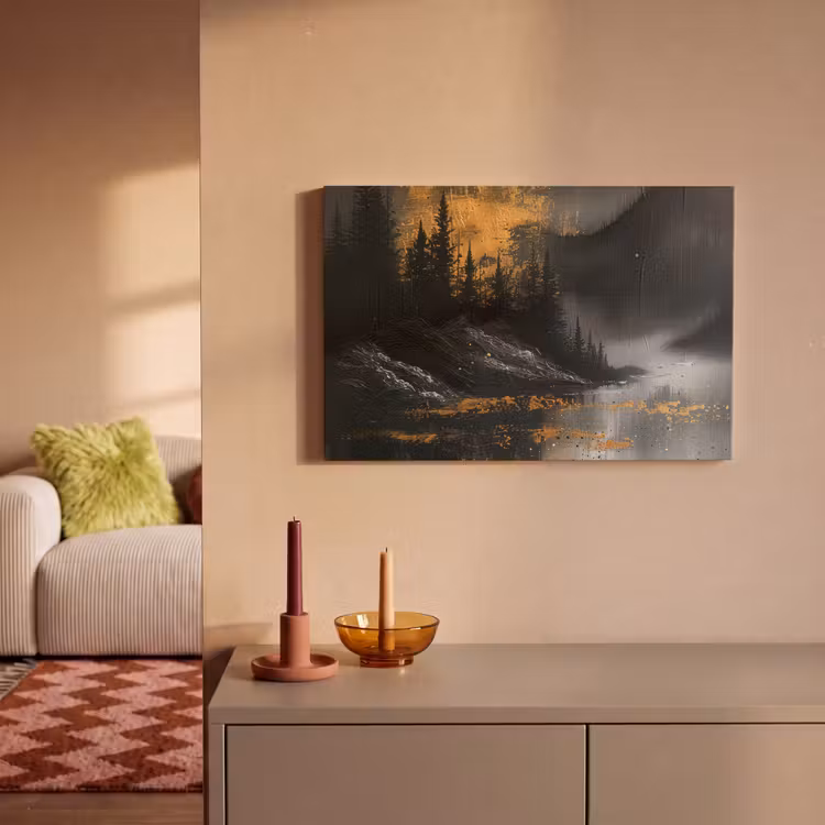 Canvas schilderij - Modern - Bos - Goud - Zwart - Natuur — 2
