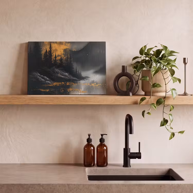 Canvas schilderij - Modern - Bos - Goud - Zwart - Natuur — 4
