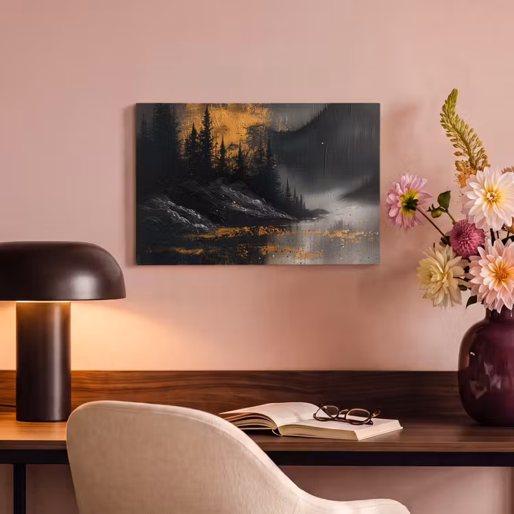 Canvas schilderij - Modern - Bos - Goud - Zwart - Natuur — 6