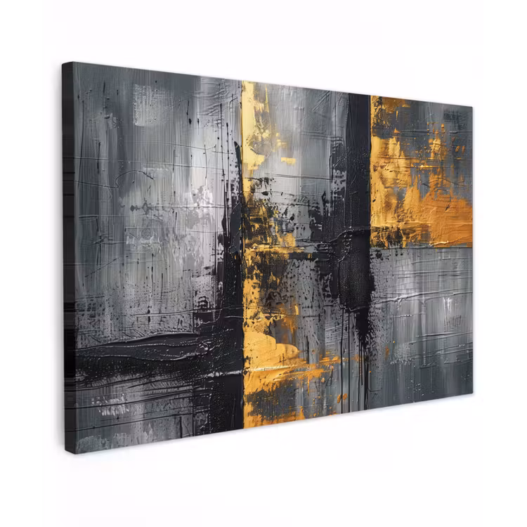 Canvas schilderij - Modern - Kunst - Goud - Zwart - Luxe — 1