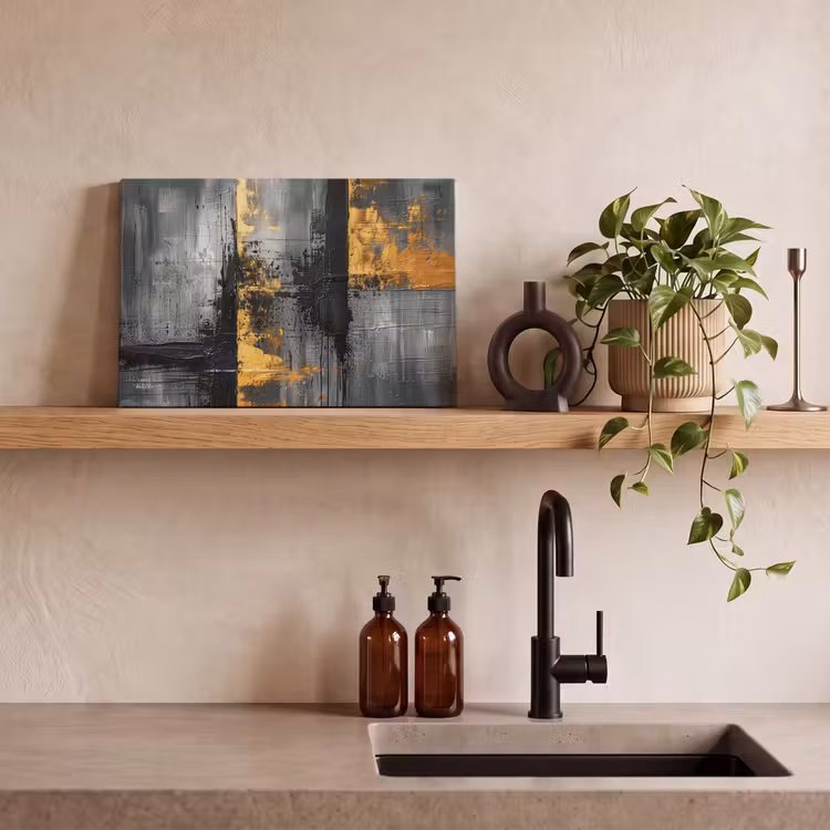 Canvas schilderij - Modern - Kunst - Goud - Zwart - Luxe — 4