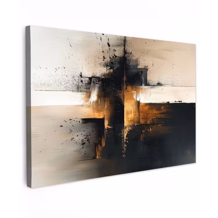 Canvas schilderij - Moderne kunst - Zwart - Goud - Luxe — 1
