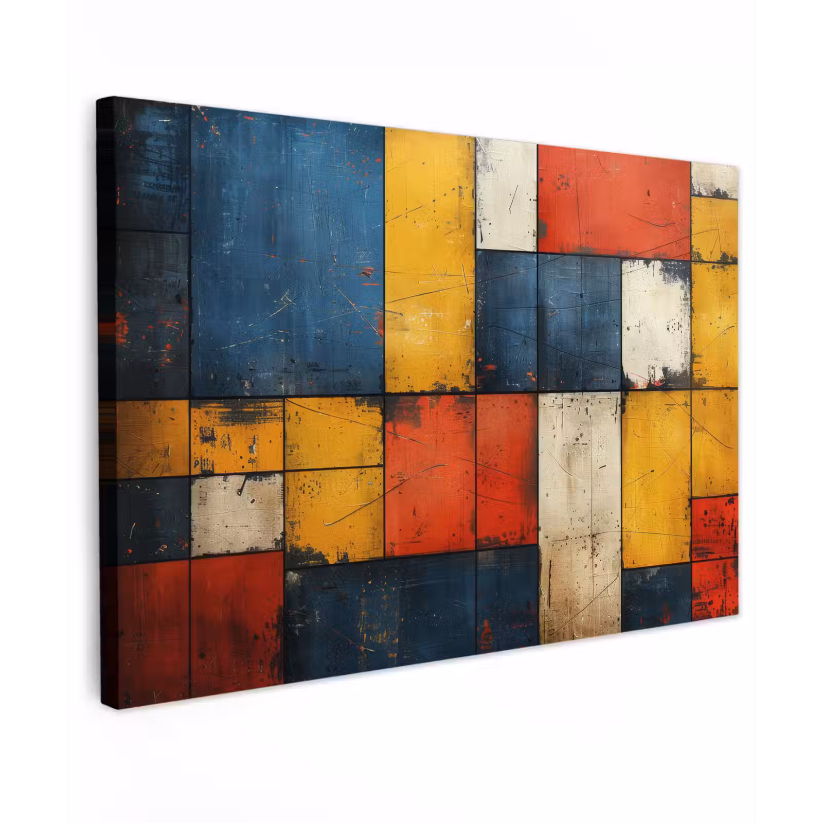 Canvas schilderij - Vintage - Kunst - Blauw - Rood - Modern — 1