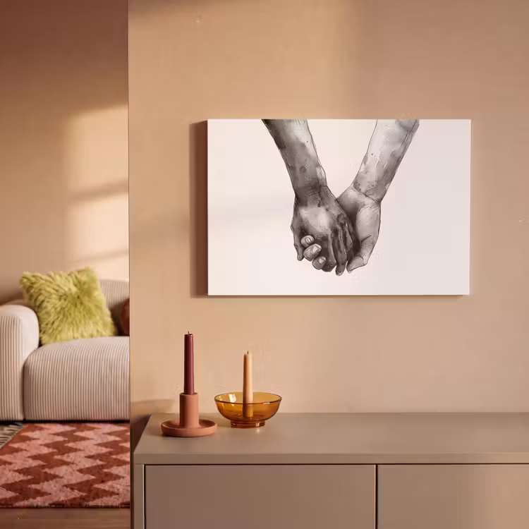 Canvas schilderij - Kunst - Handen - Zwart wit - Modern - Watercolor — 2