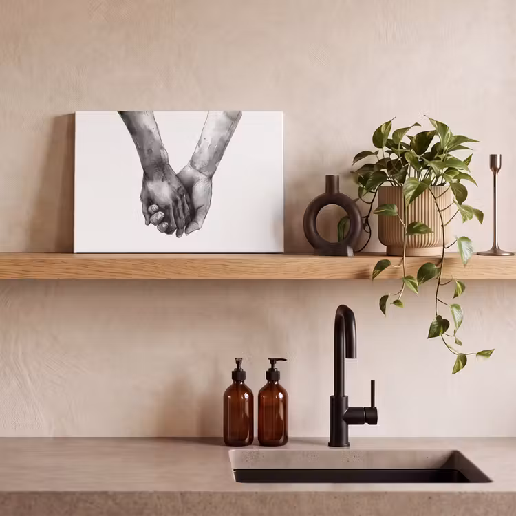 Canvas schilderij - Kunst - Handen - Zwart wit - Modern - Watercolor — 4