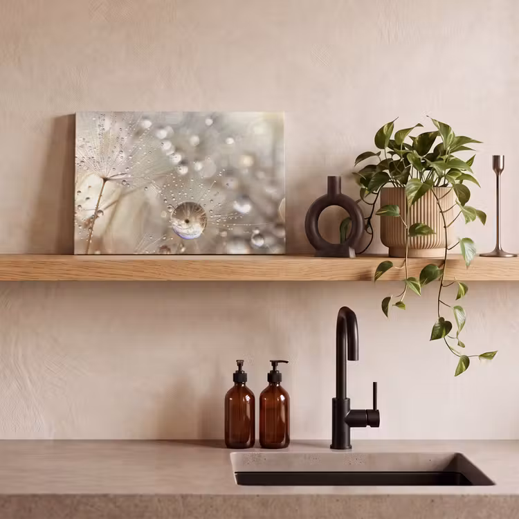 Canvas schilderij - Paardenbloemzaden - Water - Beige - Botanisch — 4