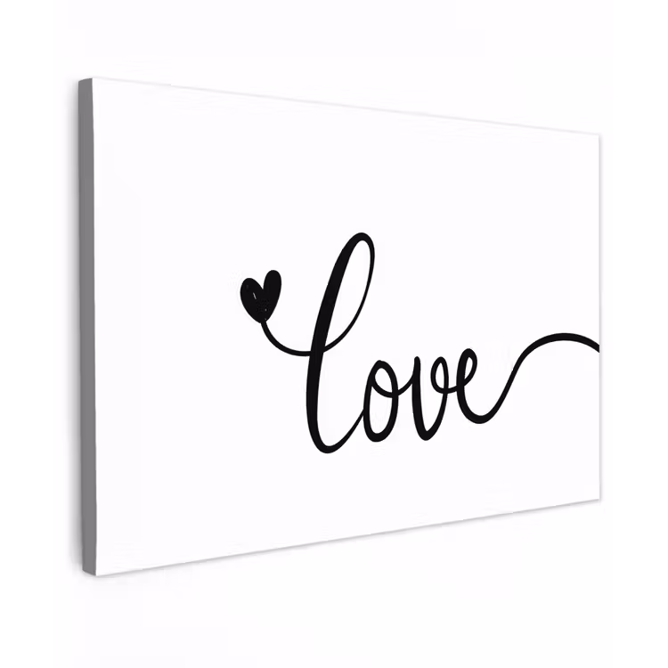 Canvas schilderij - Quotes - Love - Hartje - Zwart — 1