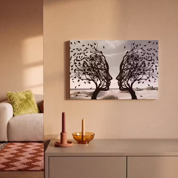 Canvas schilderij - Strand - Zee - Mensen - Boom - Moderne kunst — 2