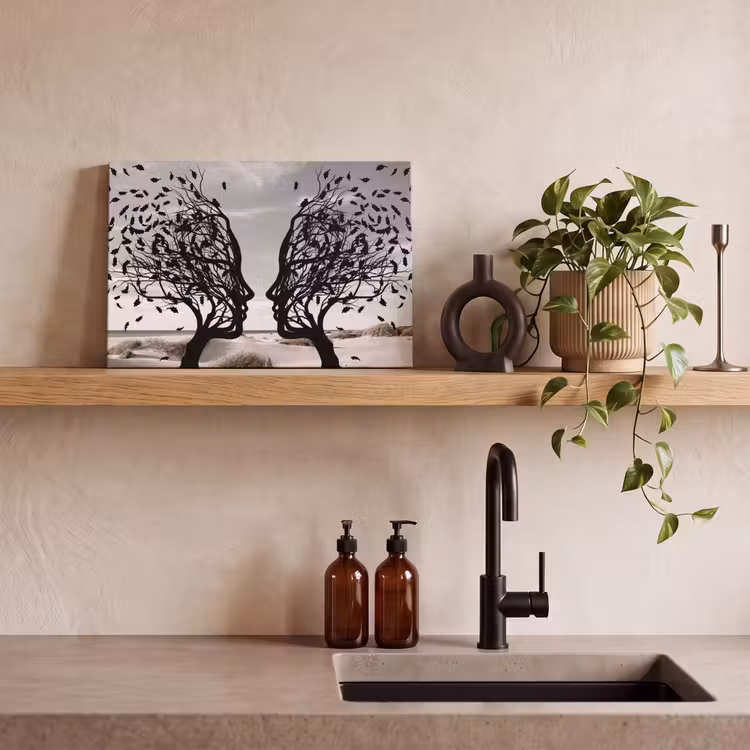 Canvas schilderij - Strand - Zee - Mensen - Boom - Moderne kunst — 4