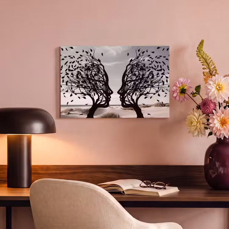 Canvas schilderij - Strand - Zee - Mensen - Boom - Moderne kunst — 6