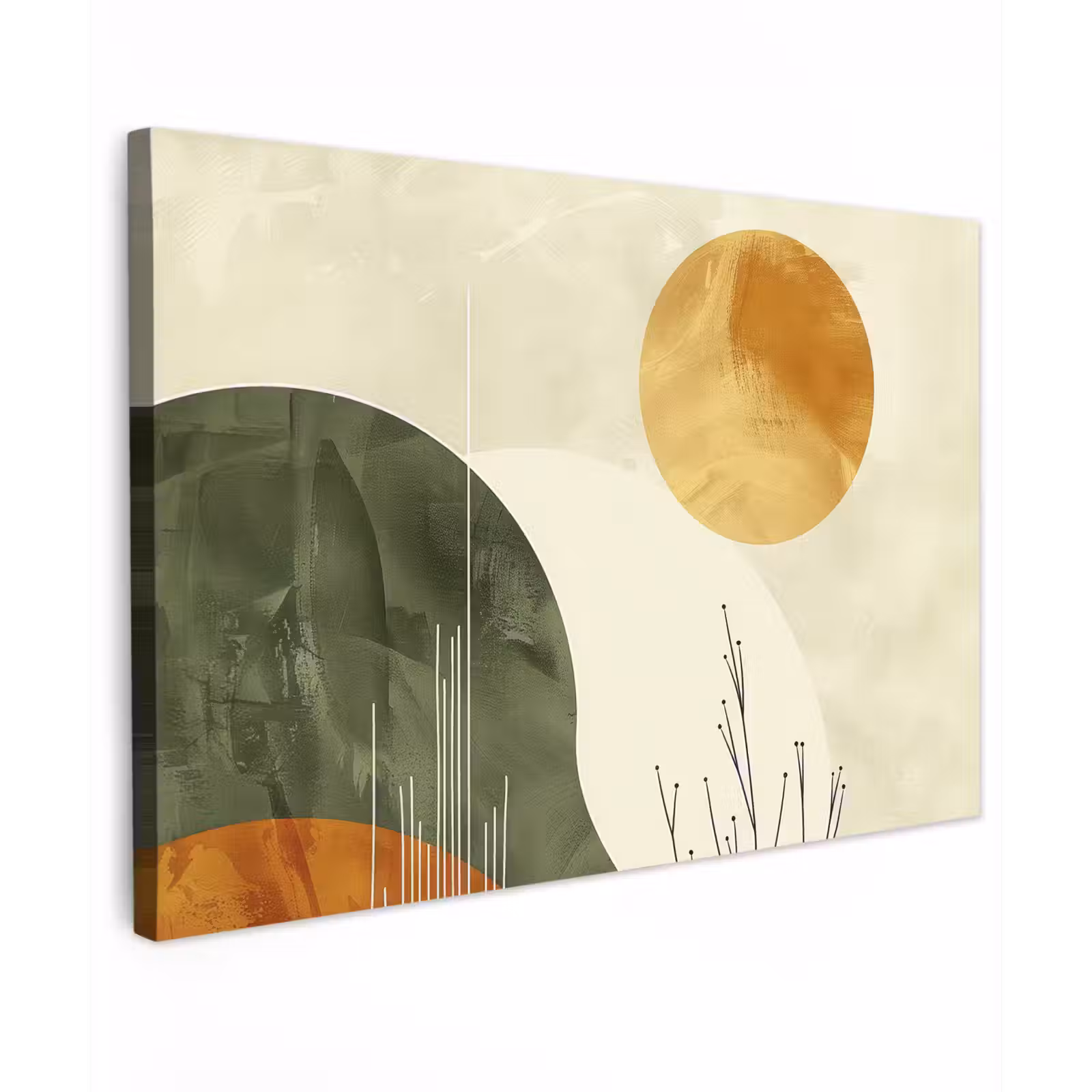 Canvas schilderij - Modern - Kunst - Groen - Beige — 1