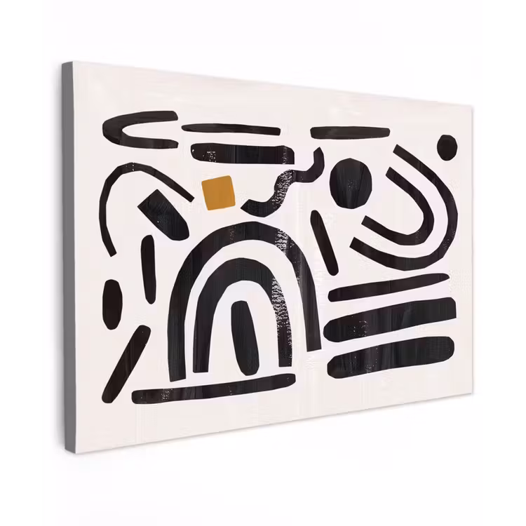 Canvas schilderij - Kunst - Abstract - Zwart - Modern - Beige — 1
