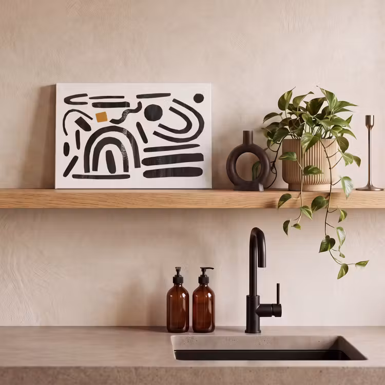 Canvas schilderij - Kunst - Abstract - Zwart - Modern - Beige — 4