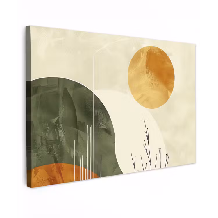 Canvas schilderij - Modern - Kunst - Groen - Beige — 1