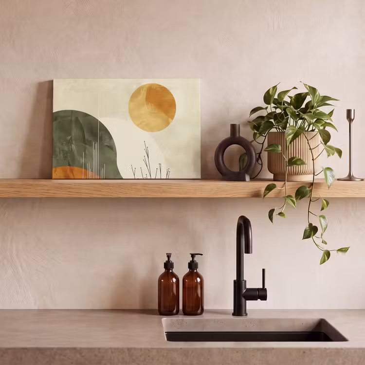 Canvas schilderij - Modern - Kunst - Groen - Beige — 4