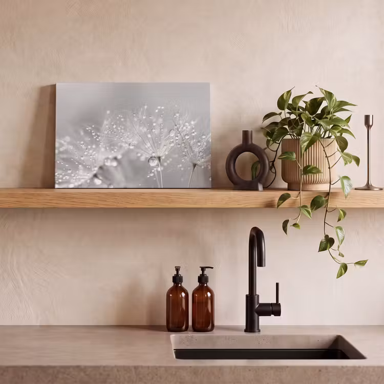 Canvas schilderij - Paardenbloem - Waterdruppels - Stilleven - Modern — 4