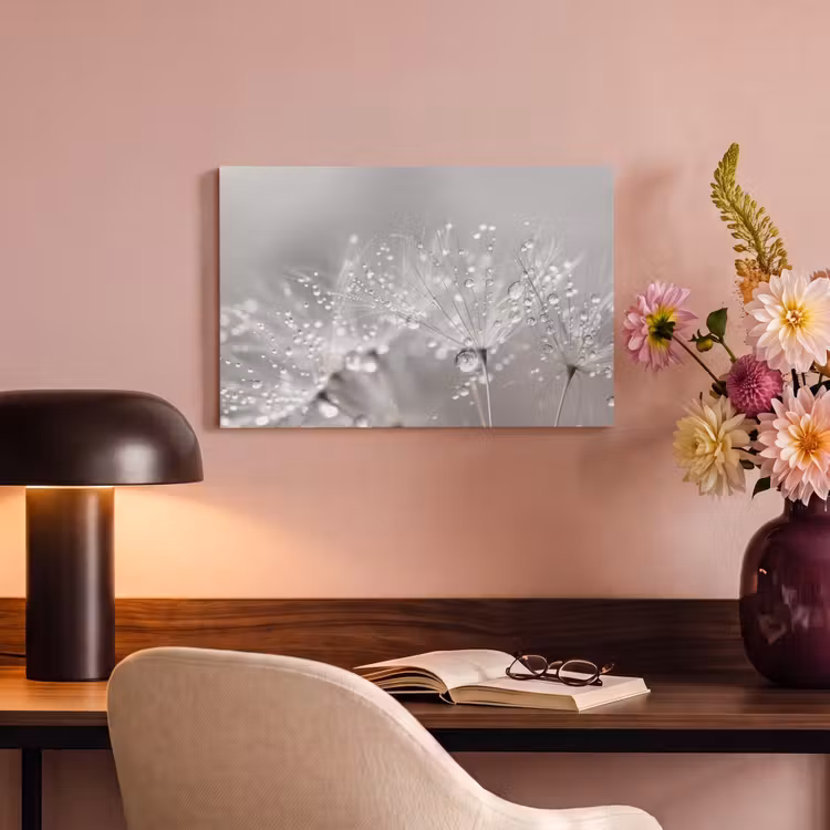 Canvas schilderij - Paardenbloem - Waterdruppels - Stilleven - Modern — 6