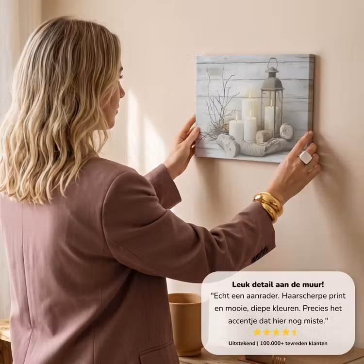 Canvas schilderij - Stilleven - Wit - Kaarsen - Rustiek - Natuur — 3