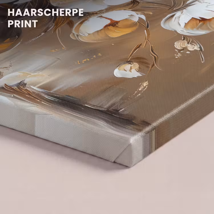 Canvas schilderij - Vaas - Bloemen - Kunst - Goud — 5