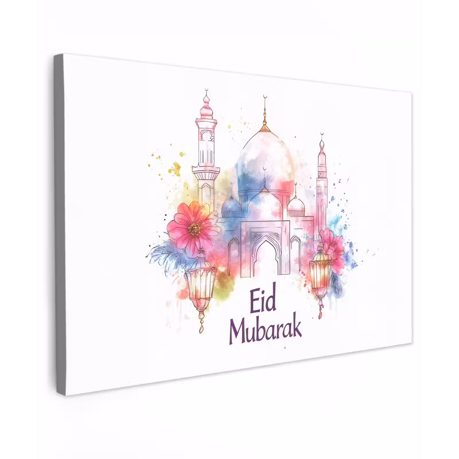 Canvas schilderij - Moskee - Eid Mubarak - Suikerfeest - Kleurrijk - Ramadan - Islamitische — 1