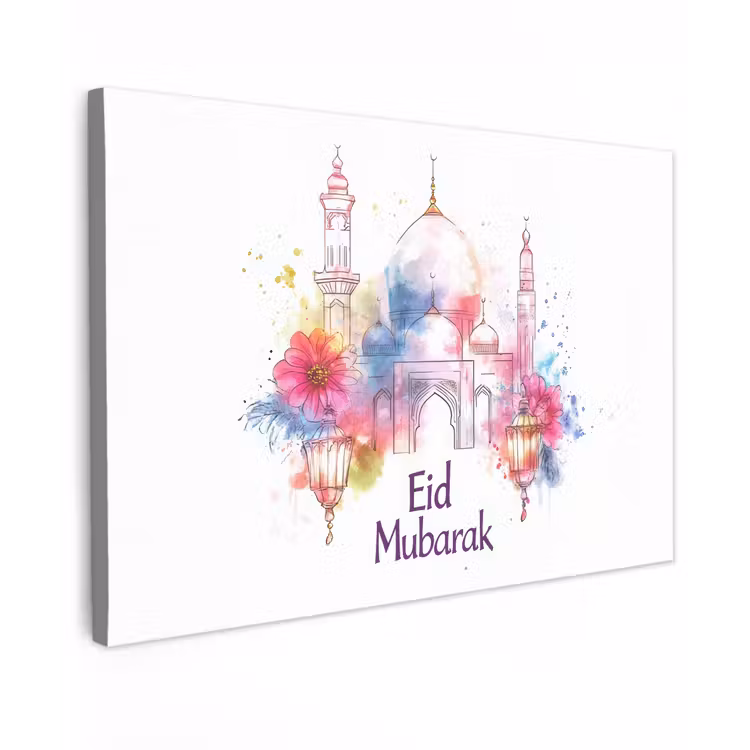 Canvas schilderij - Moskee - Eid Mubarak - Suikerfeest - Kleurrijk - Ramadan - Islamitische — 1